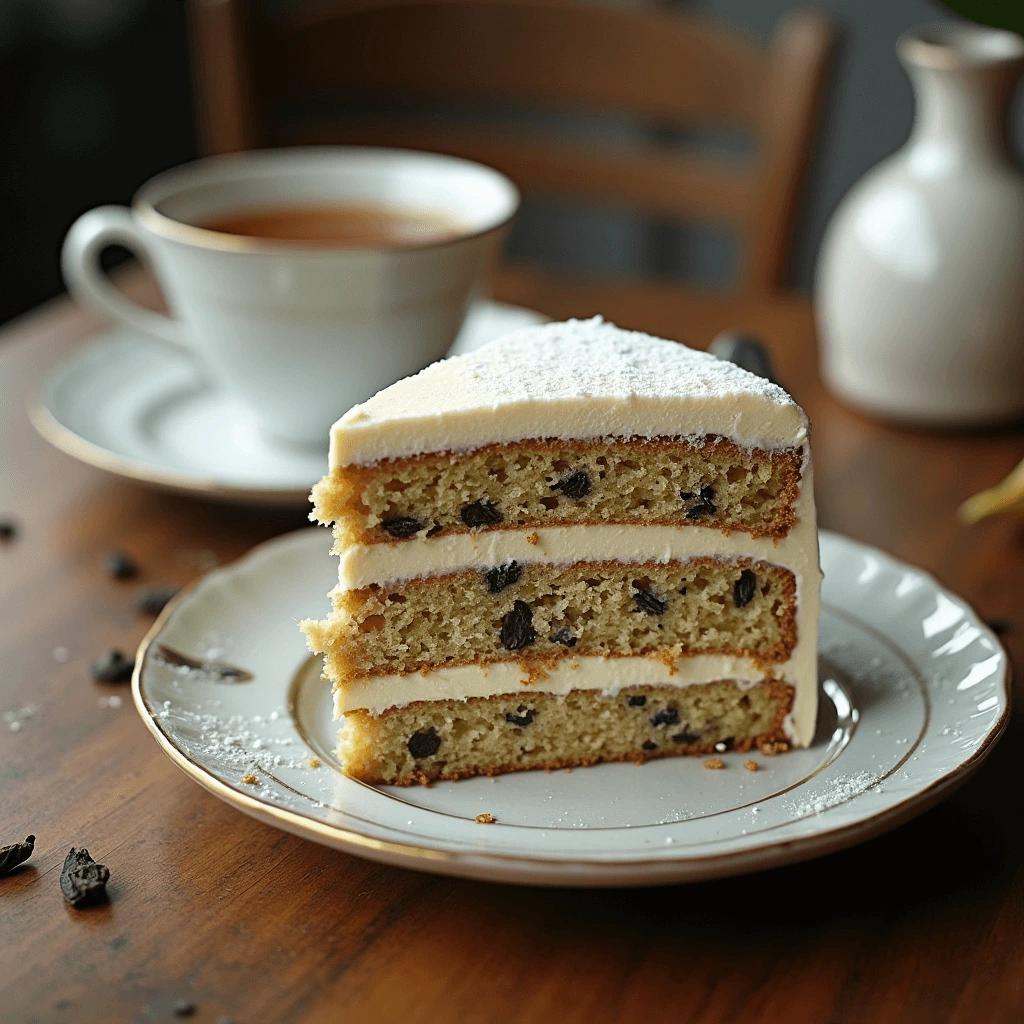 Delicious homemade Earl Grey cake topped with tea-infused buttercream and a subtle lemon zest.