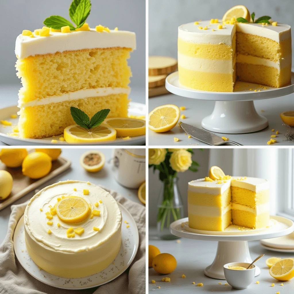 Slice of lemon velvet cake with lemon frosting and lemon zest.