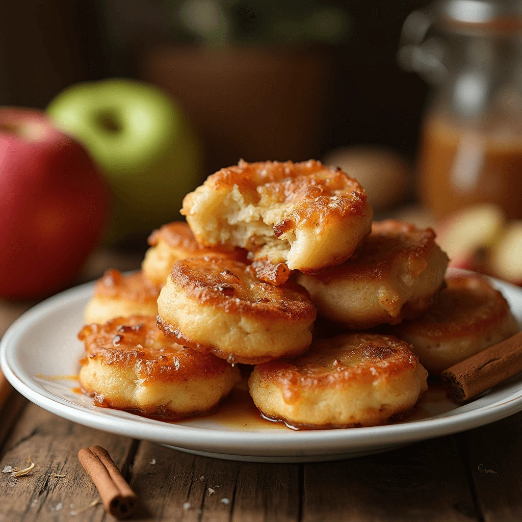 Delicious 1927 apple fritters with a crispy golden exterior and soft apple-filled center.