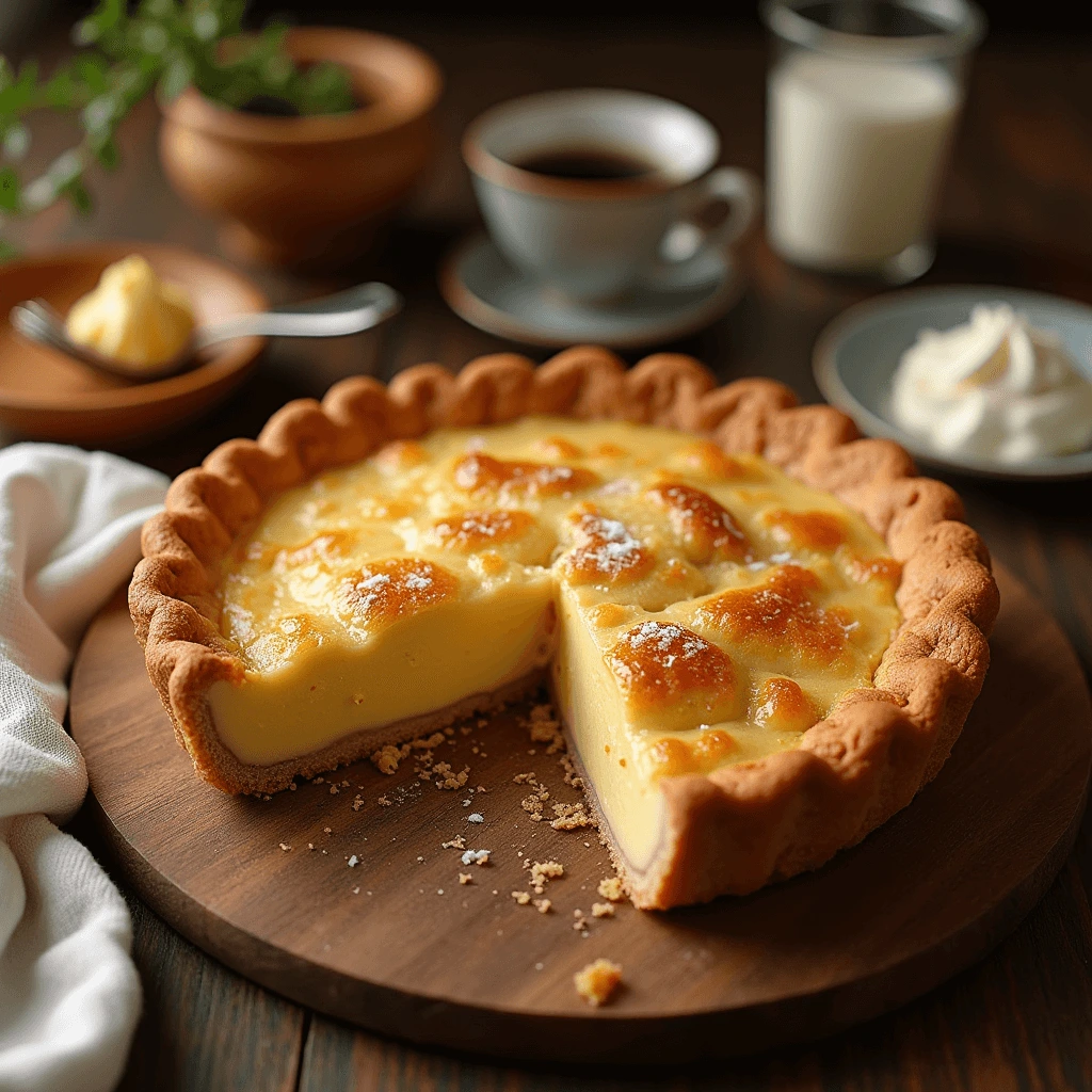 Freshly baked Milk Bar Pie with a gooey, caramel-like filling and golden-brown crust.