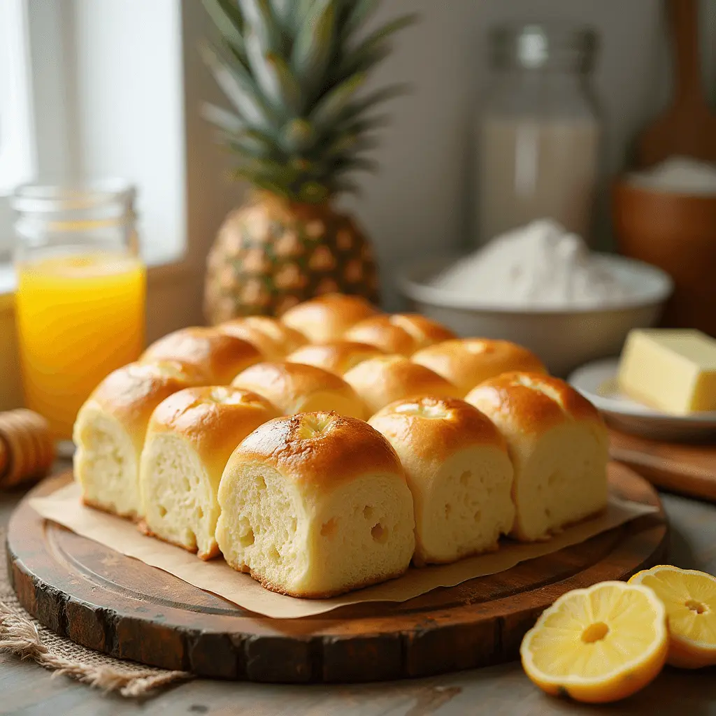 A batch of soft Hawaiian sweet rolls arranged in a 9x13 baking dish, ready to serve.